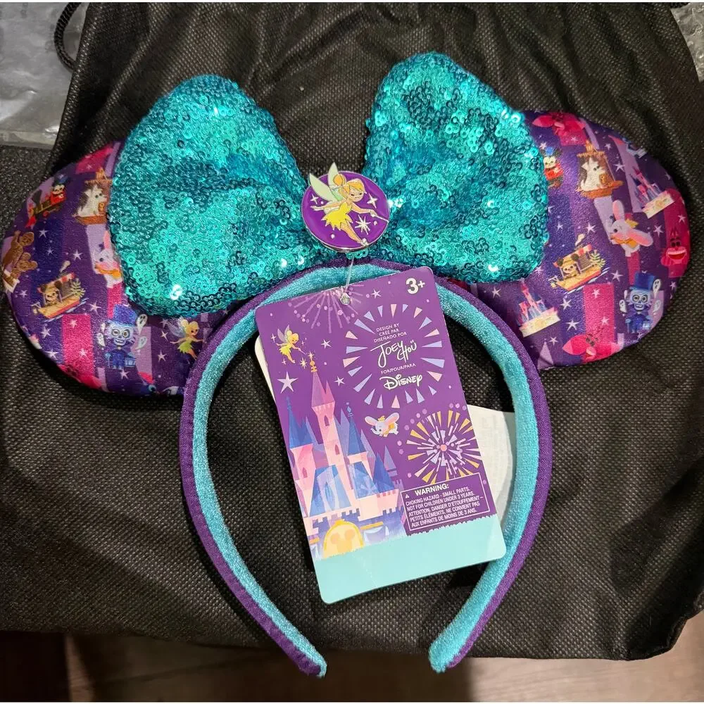 Disney Parks Joey Chou Icons Attractions Tinkerbell Ears NWT